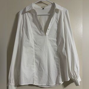 Adrienne Vittadini Classic White Blouse Pullover Blouse In Crisp White